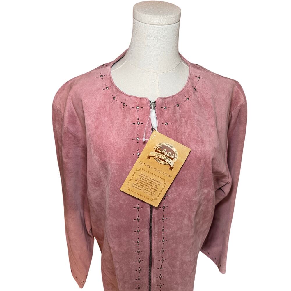 Cabela’s Women’s XL Rose Leather Jacket Western Boho Full Zip NWT